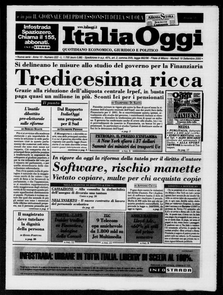 Italia oggi : quotidiano di economia finanza e politica